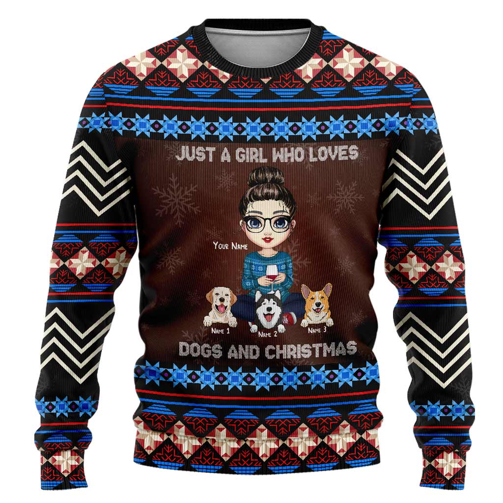 Just A Girl Who Loves Dogs And Christmas - Personalized Ugly Sweater