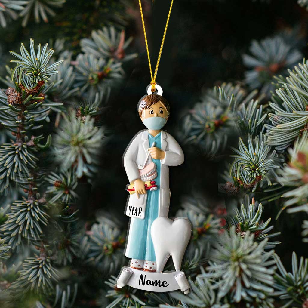 Male Dentist Medical Profession - Personalized Christmas Ornament (Printed On Both Sides)
