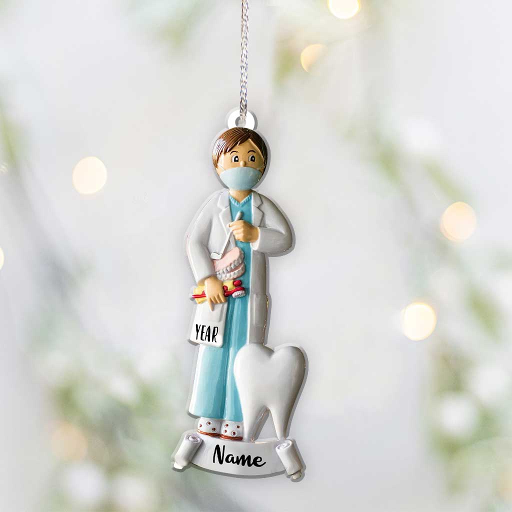 Male Dentist Medical Profession - Personalized Christmas Ornament (Printed On Both Sides)