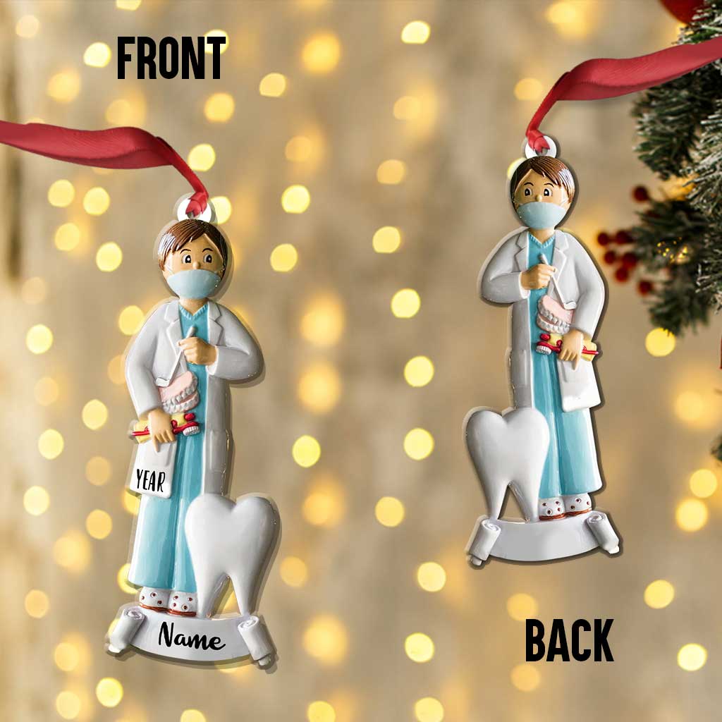 Male Dentist Medical Profession - Personalized Christmas Ornament (Printed On Both Sides)