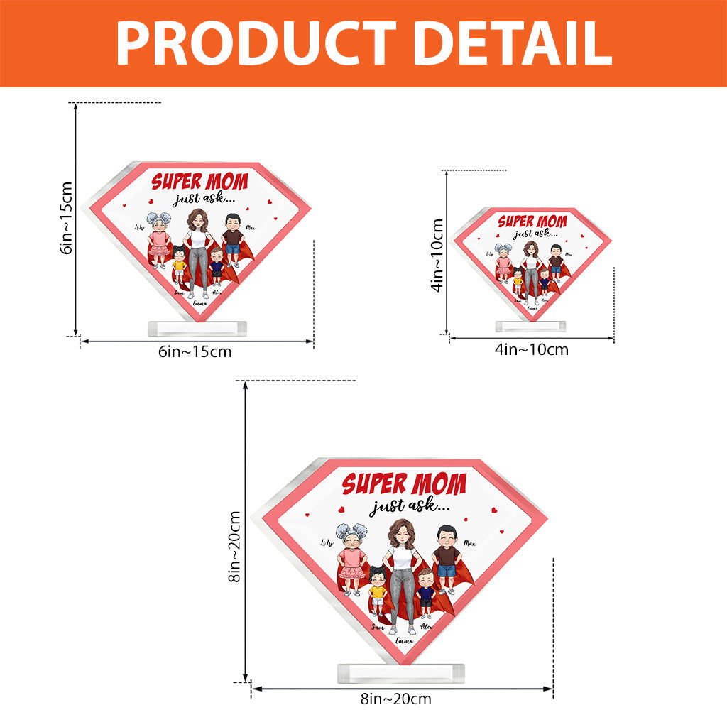 Super Mom - Personalized Mother’s Day Mother Custom Shaped Acrylic Plaque