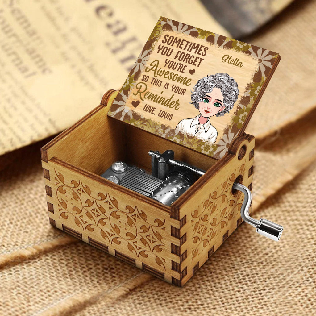 Sometimes You Forget You're Awesome - Personalized Mother's Day Grandma Hand Crank Music Box