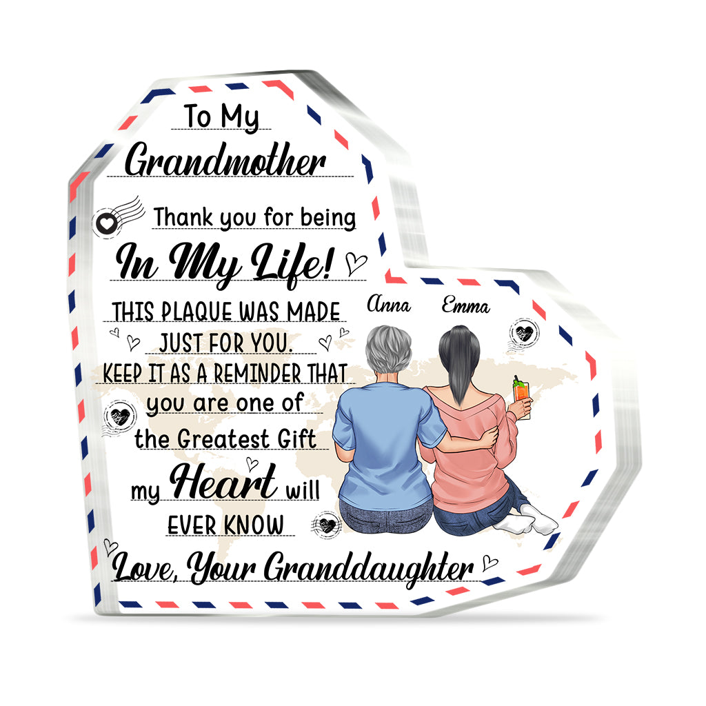 To My Grandmother - Gift for mom, grandma, aunt - Personalized Custom Shaped Acrylic Plaque