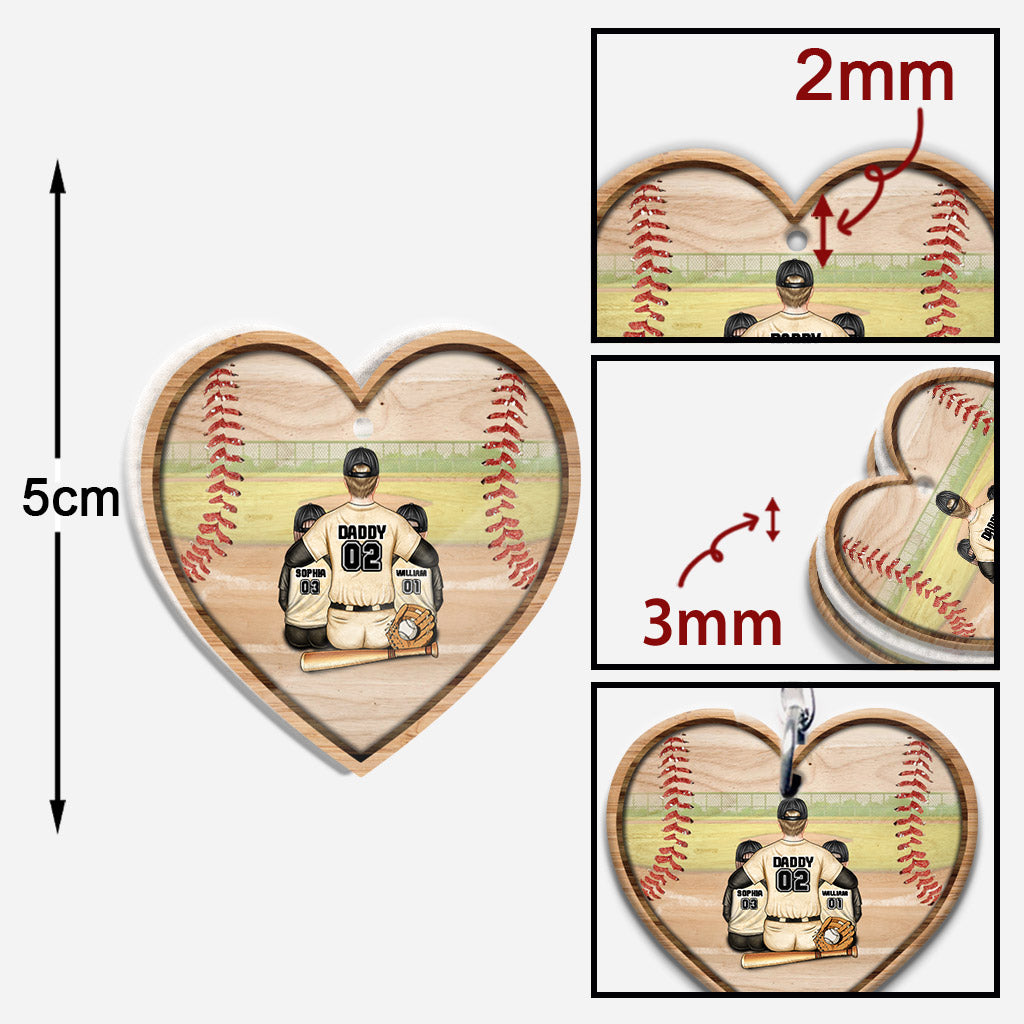 God Hit a Homerun - Personalized Father's Day Baseball Keychain (Printed On Both Sides)