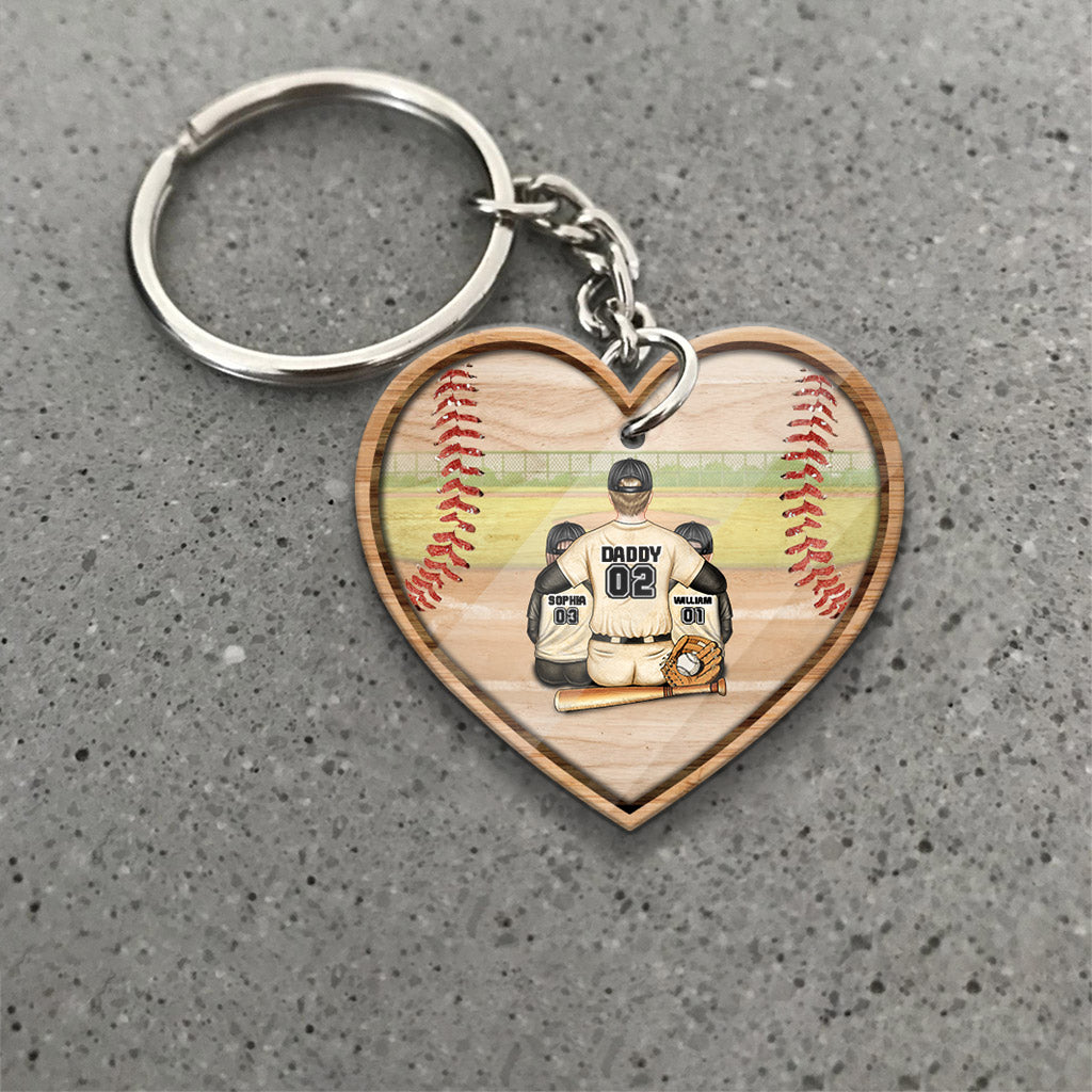 God Hit a Homerun - Personalized Father's Day Baseball Keychain (Printed On Both Sides)
