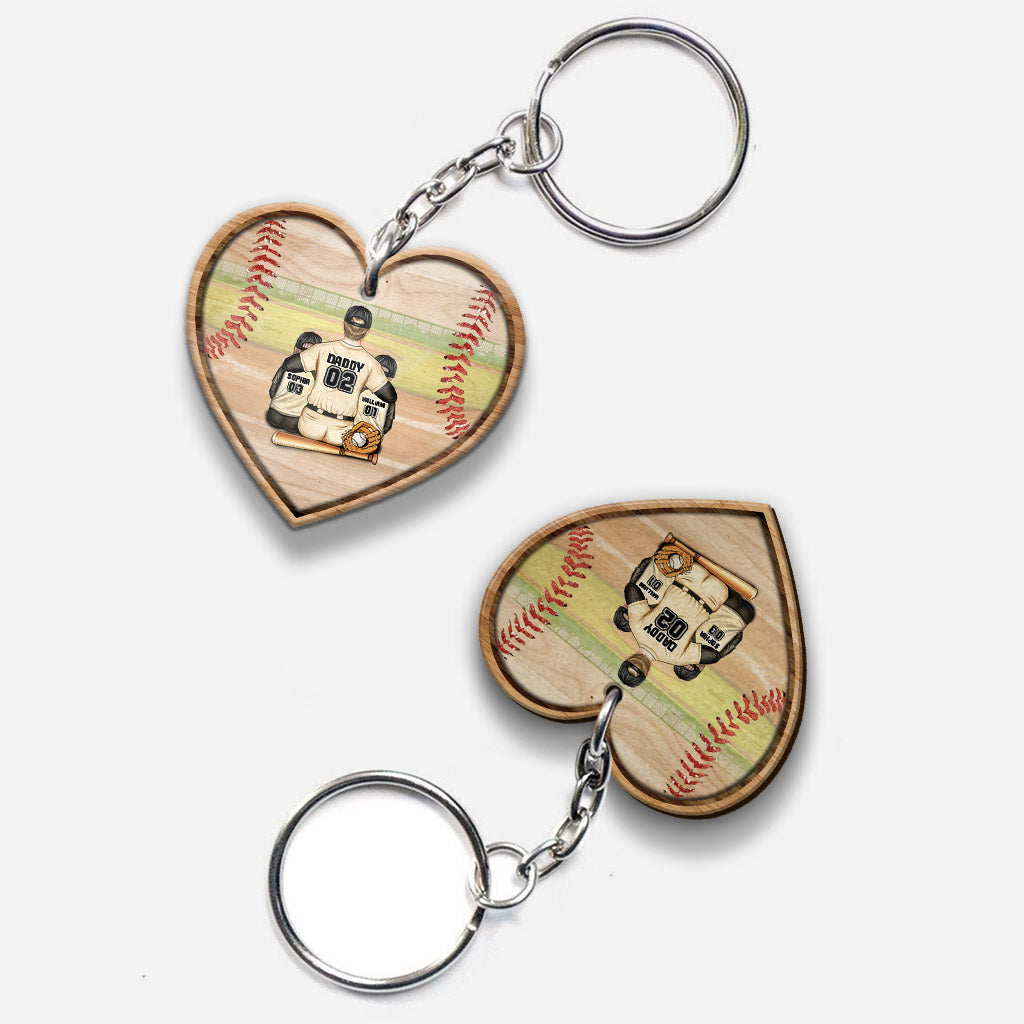 God Hit a Homerun - Personalized Father's Day Baseball Keychain (Printed On Both Sides)