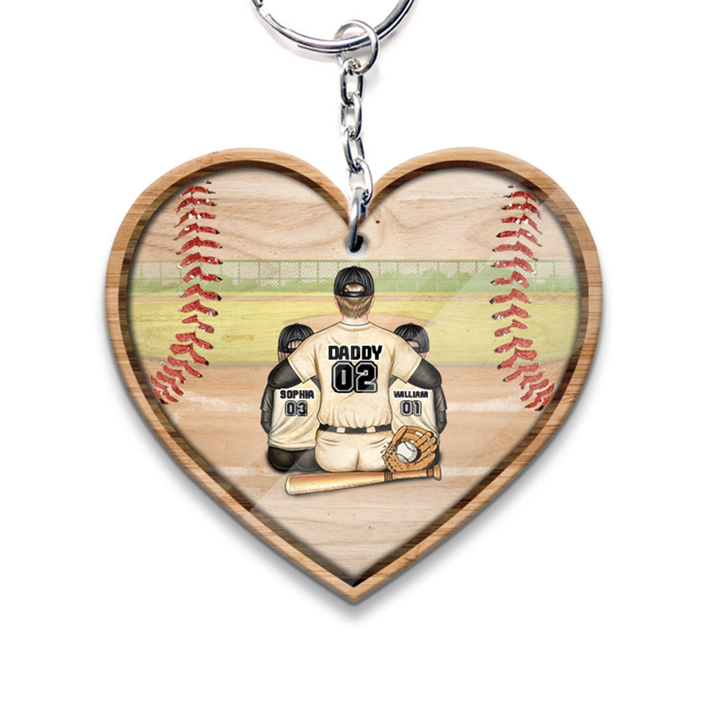 God Hit a Homerun - Personalized Father's Day Baseball Keychain (Printed On Both Sides)