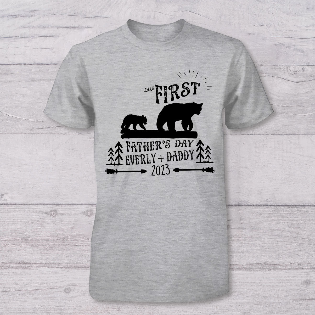 First Father's Day - Personalized Father T-shirt And Baby Onesie