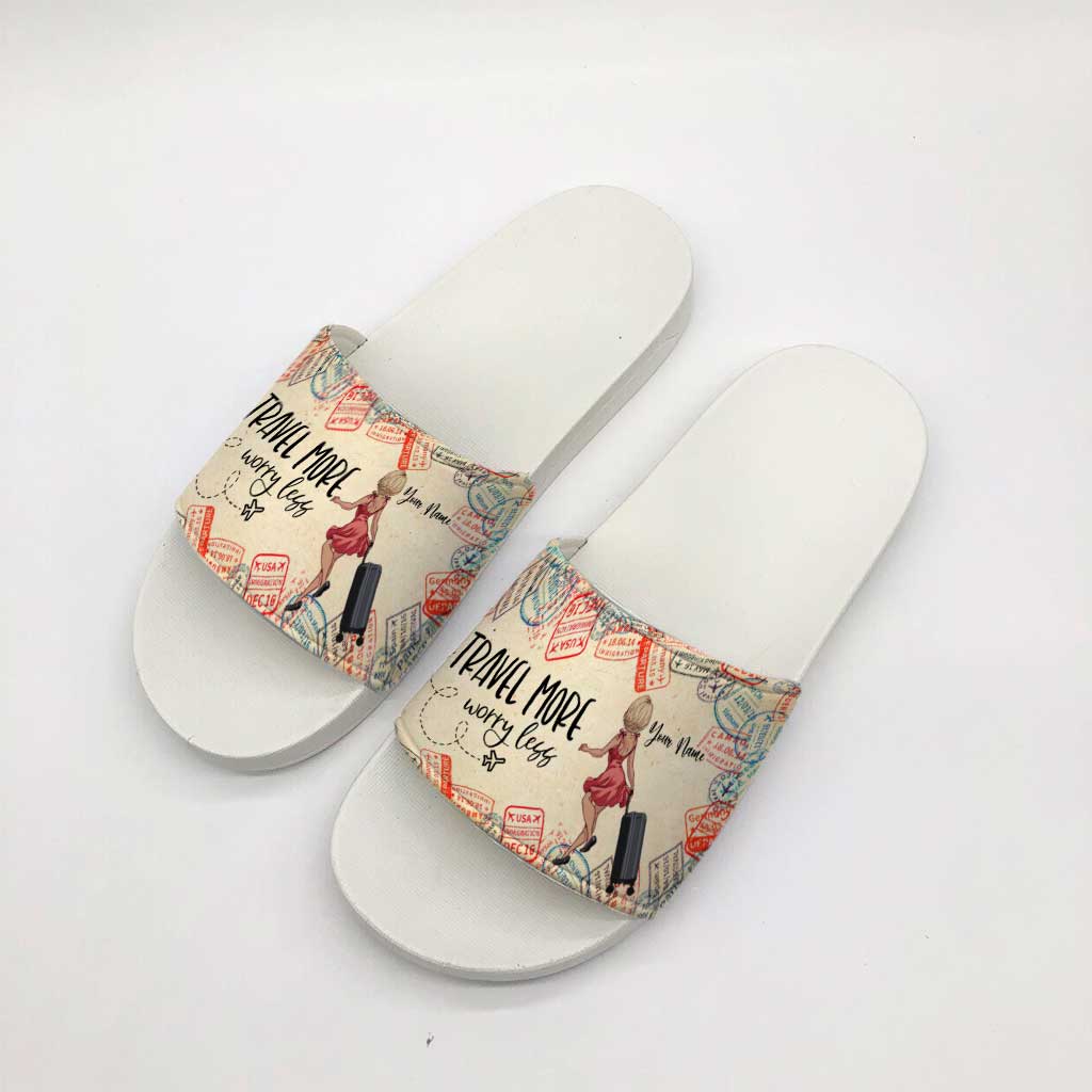 Travel More Worry Less - Personalized Travelling Slide Sandals