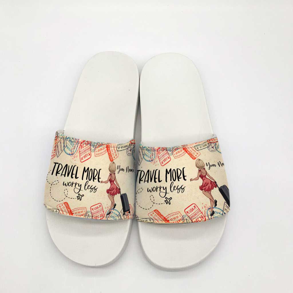 Travel More Worry Less - Personalized Travelling Slide Sandals