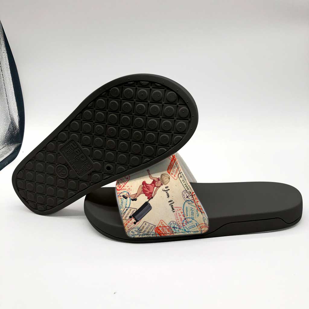 Travel More Worry Less - Personalized Travelling Slide Sandals