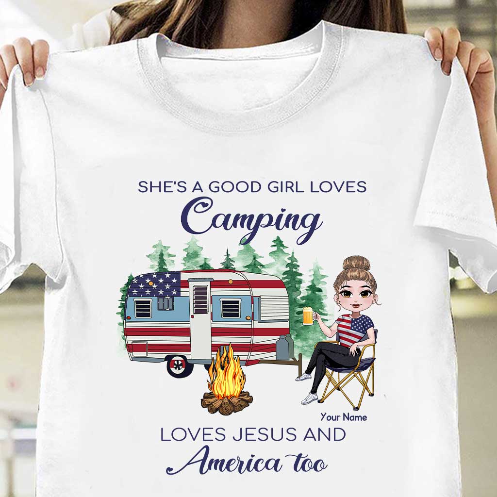 She's A Good Girl Loves Camping - Personalized Independence Day T-shirt and Hoodie