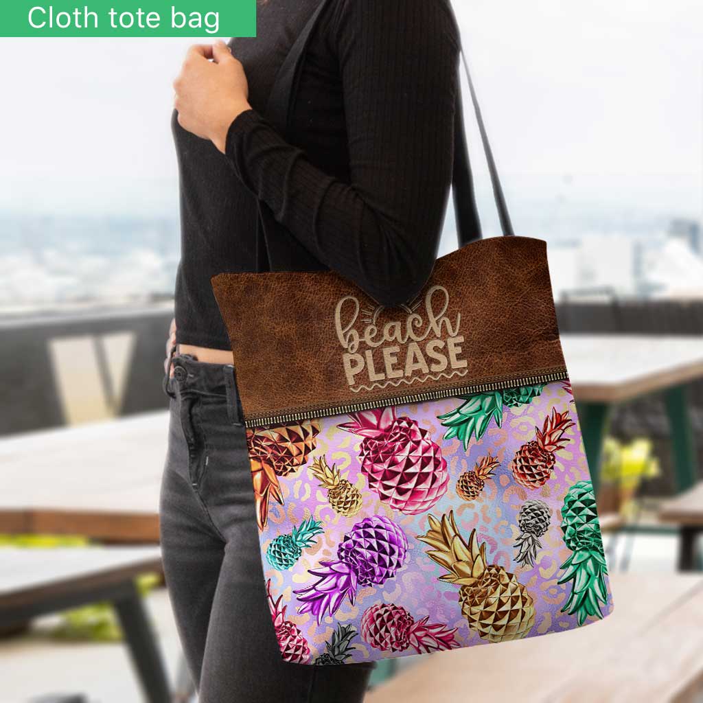 Beach Please Colorful Pineapples Leopard - Personalized Sea Lover Tote Bag