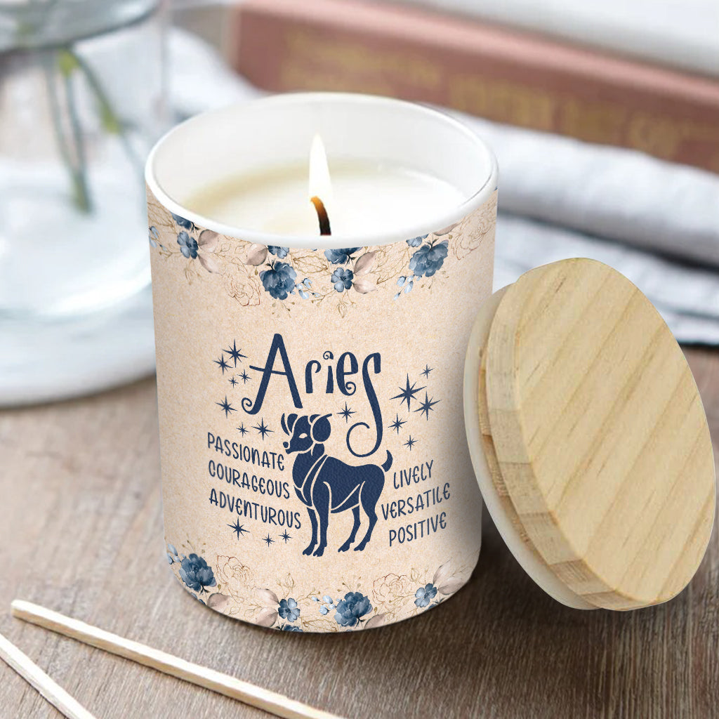 Zodiac Denim Girl - Personalized Horoscope Candle With Wooden Lid