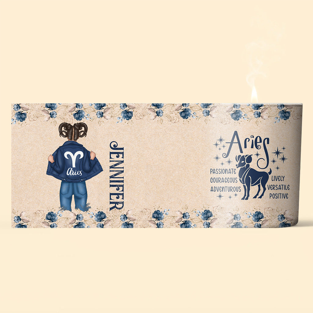 Zodiac Denim Girl - Personalized Horoscope Candle With Wooden Lid