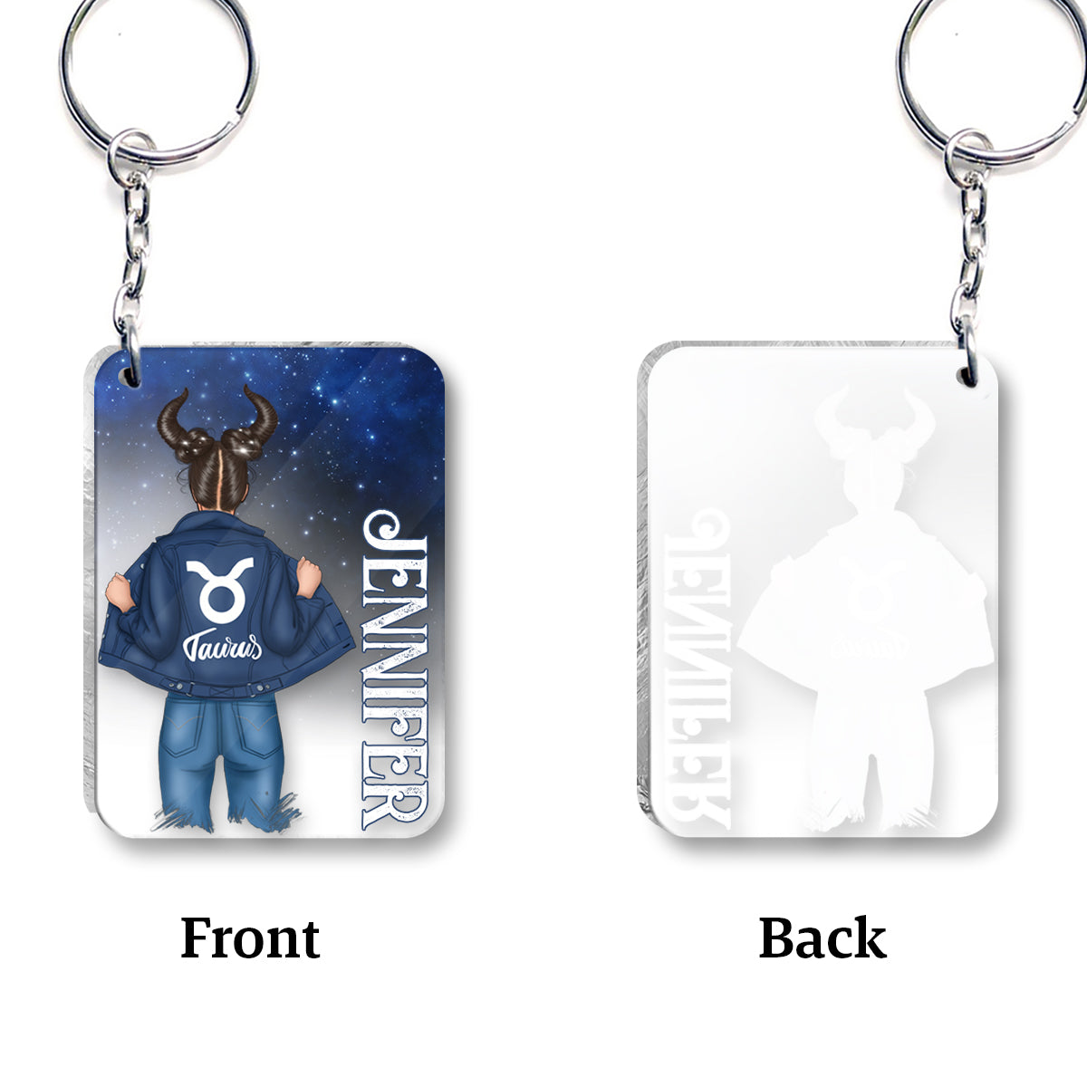 Zodiac Denim Girl - Personalized Horoscope Transparent Keychain