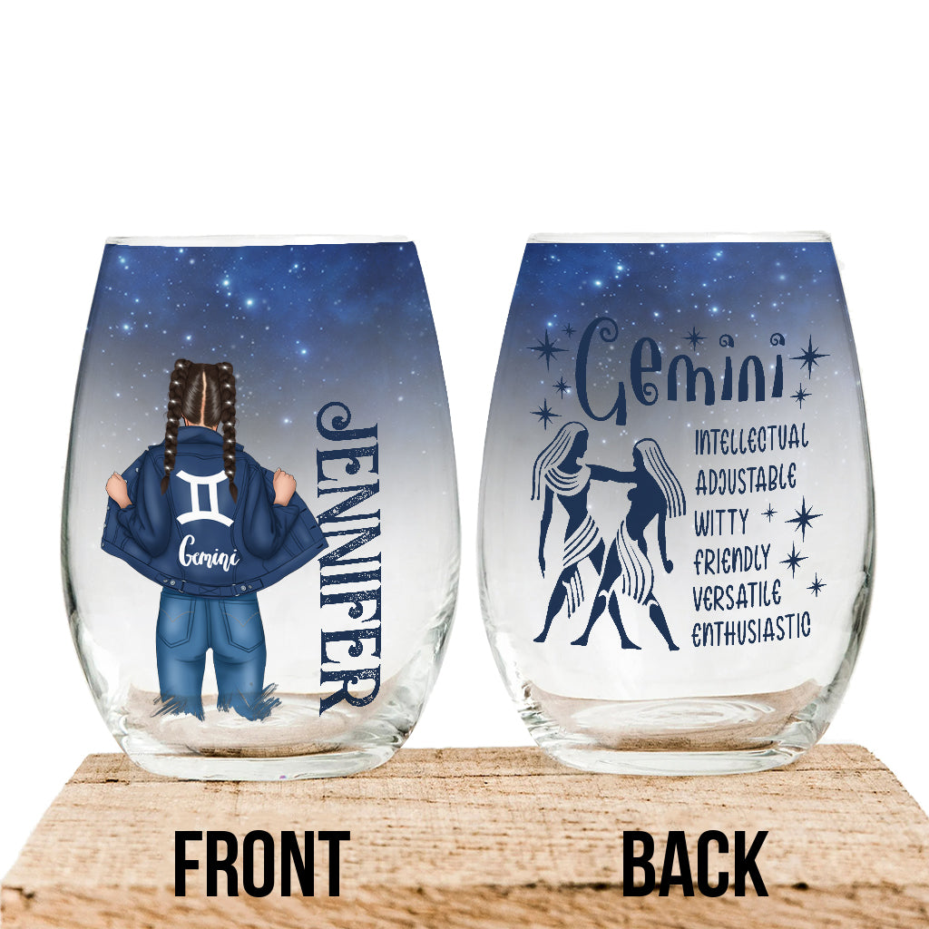 Zodiac Denim - Personalized Horoscope All Over Wine Glass