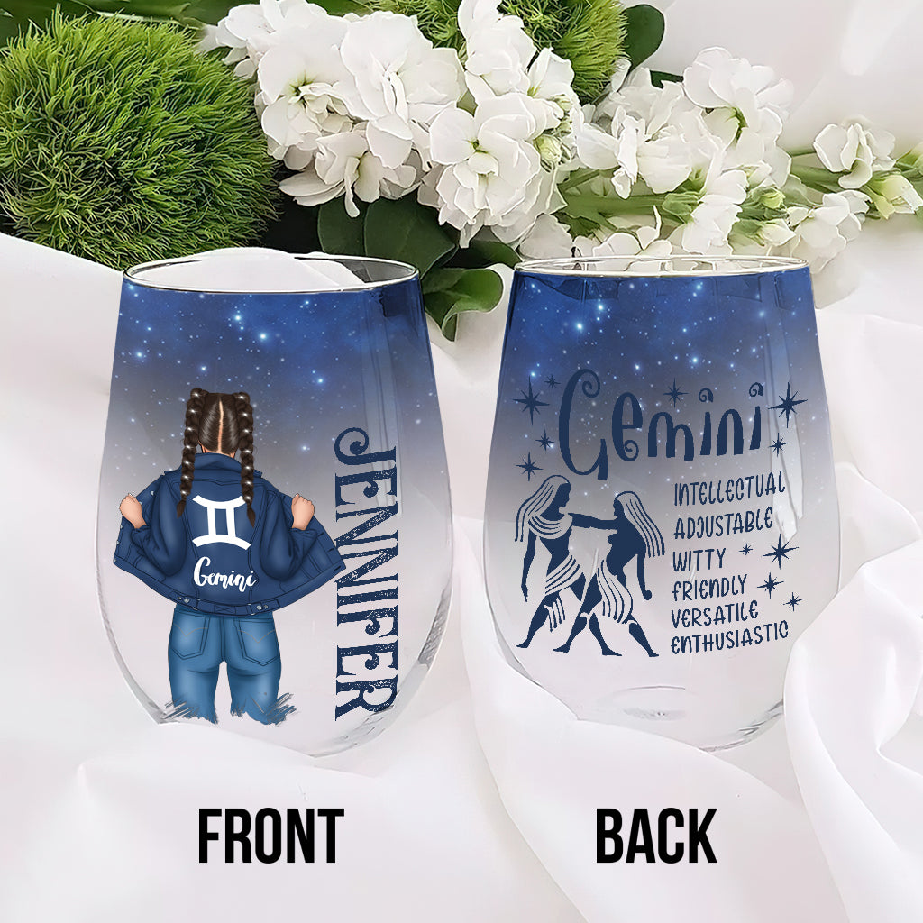 Zodiac Denim - Personalized Horoscope All Over Wine Glass