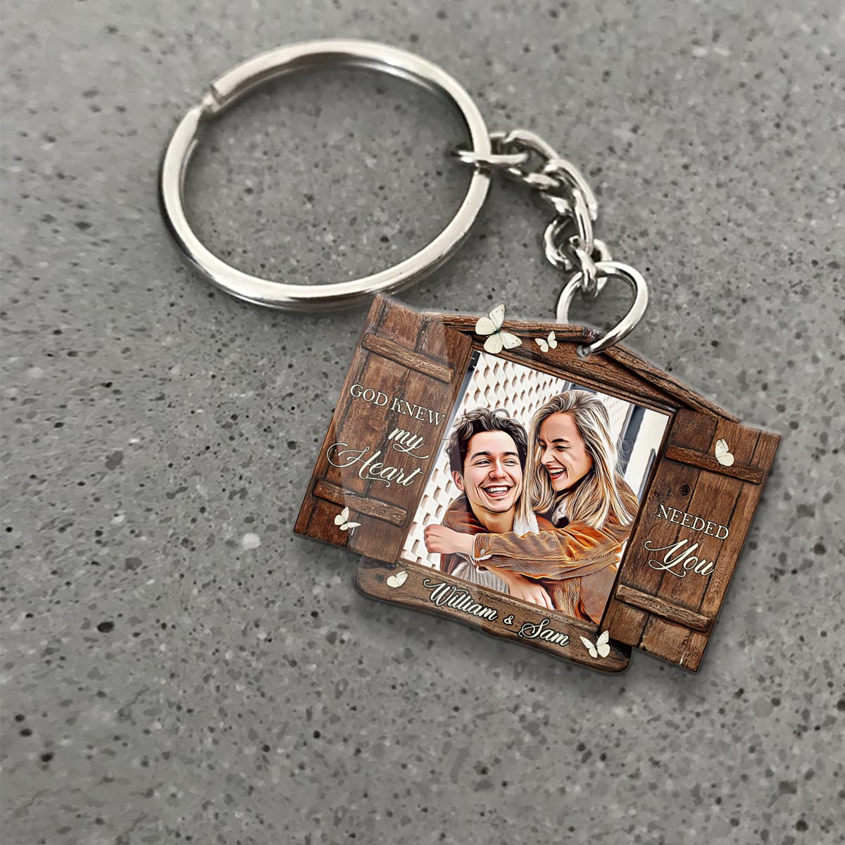 God Knew My Heart - Personalized Couple Keychain