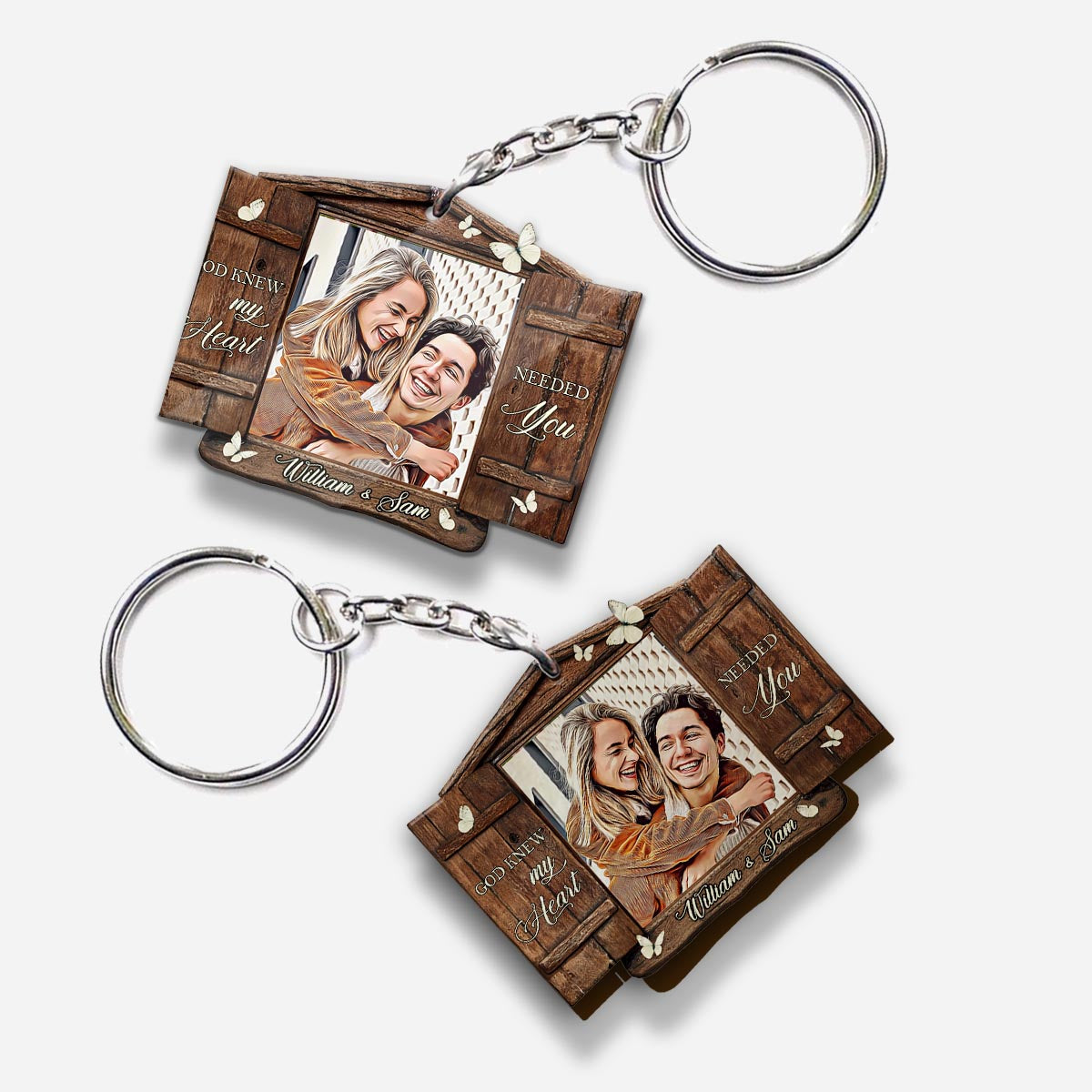 God Knew My Heart - Personalized Couple Keychain