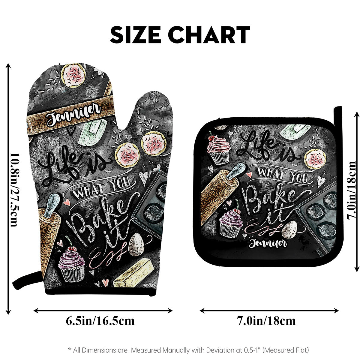 Life Is What You Bake It - Personalized Baking Oven Mitts & Pot Holder Set