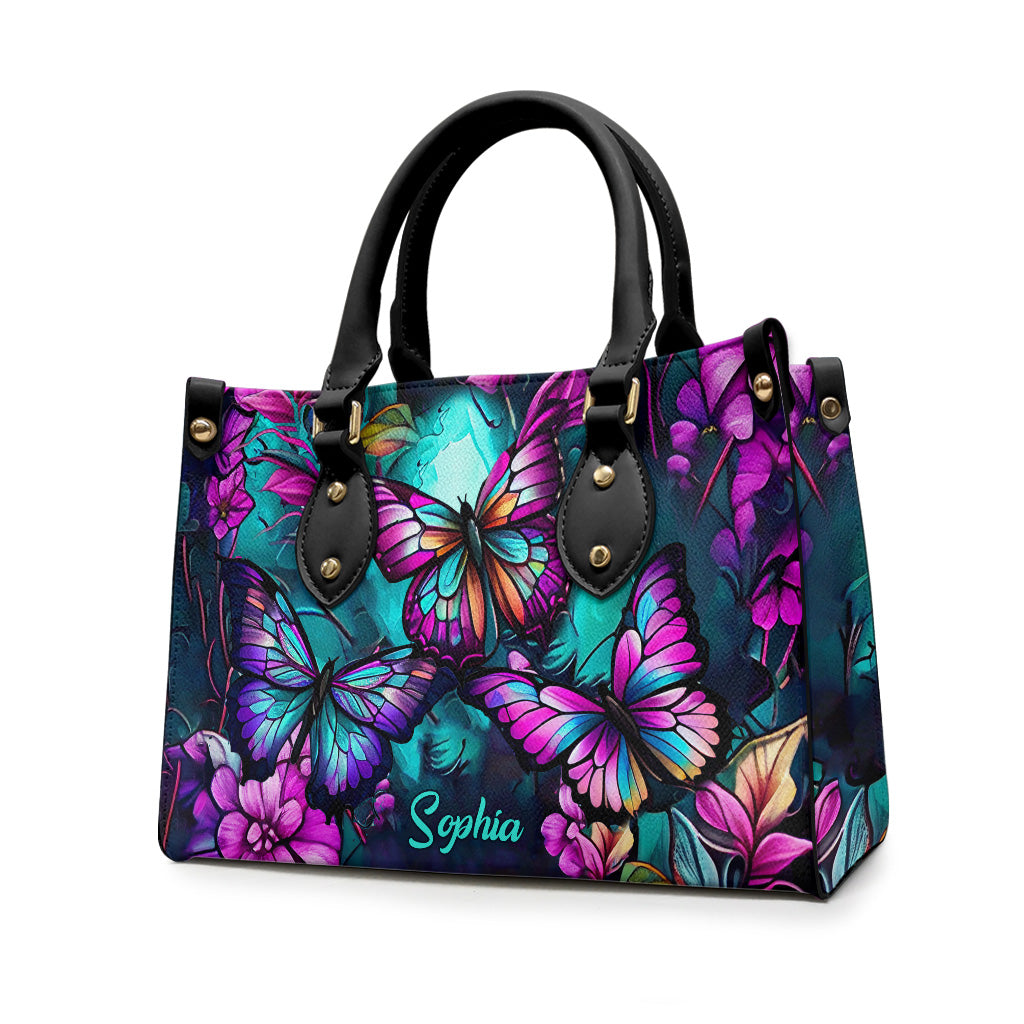 Beautiful Butterflies - Personalized Butterfly Leather Handbag