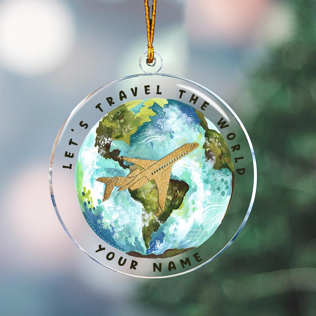 Travel Around The World - Personalized Christmas Travelling Transparent Ornament
