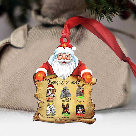 Naughty Or Nice - Personalized Christmas Dog Ornament (Printed On Both Sides)