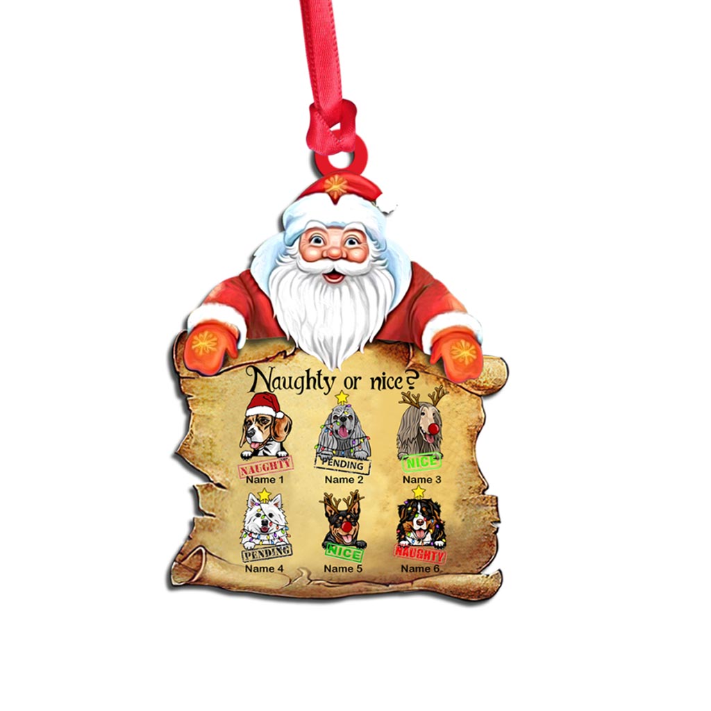 Naughty Or Nice - Personalized Christmas Dog Ornament (Printed On Both Sides)
