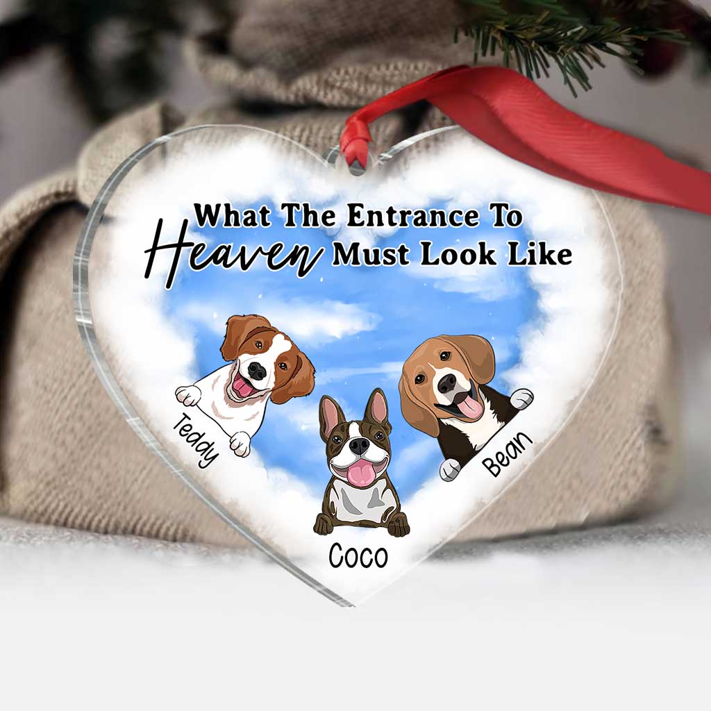 What The Entrance To Heaven Must Look Like - Personalized Christmas Dog Transparent Ornament