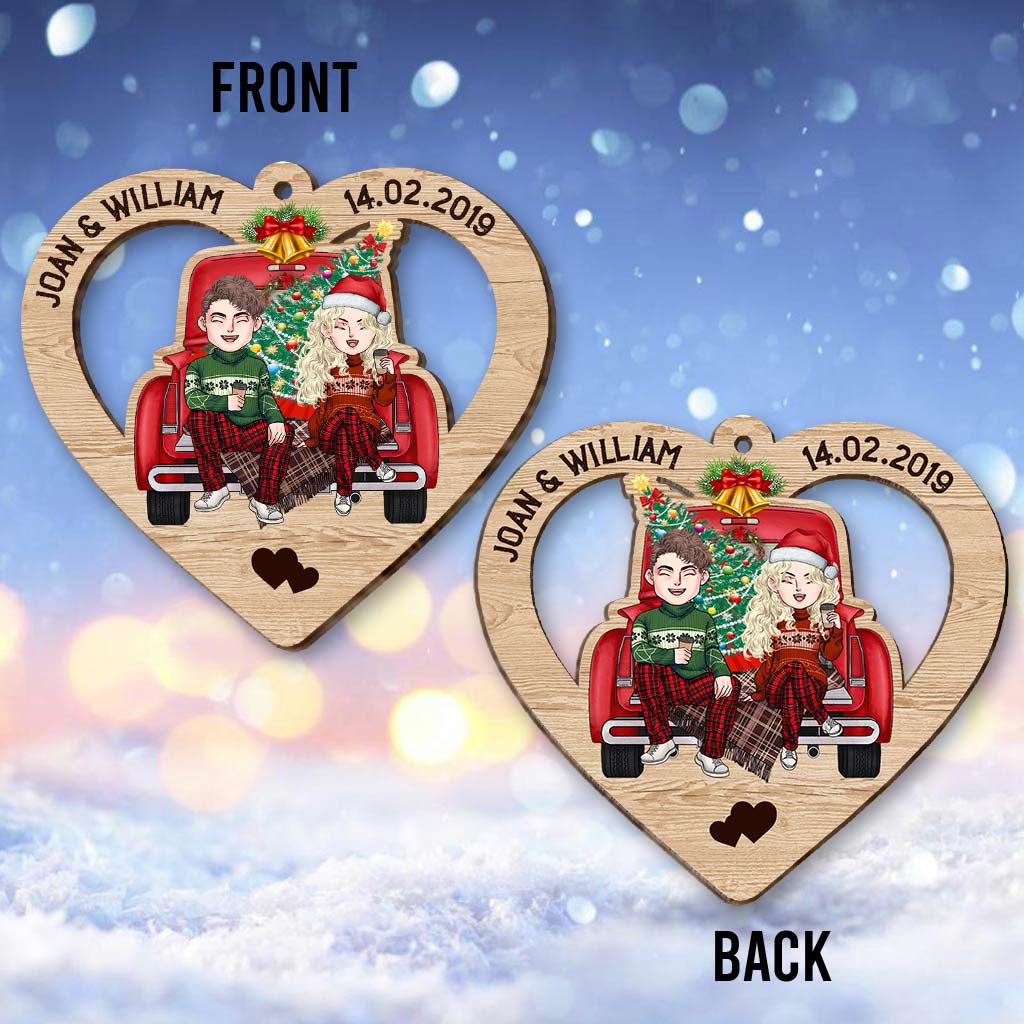 God Blessed The Broken Road - Personalized Christmas Couple Ornament (Printed On Both Sides)