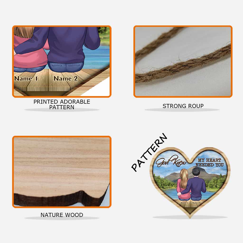 God Knew My Heart Needed You - Personalized Couple Wood Sign