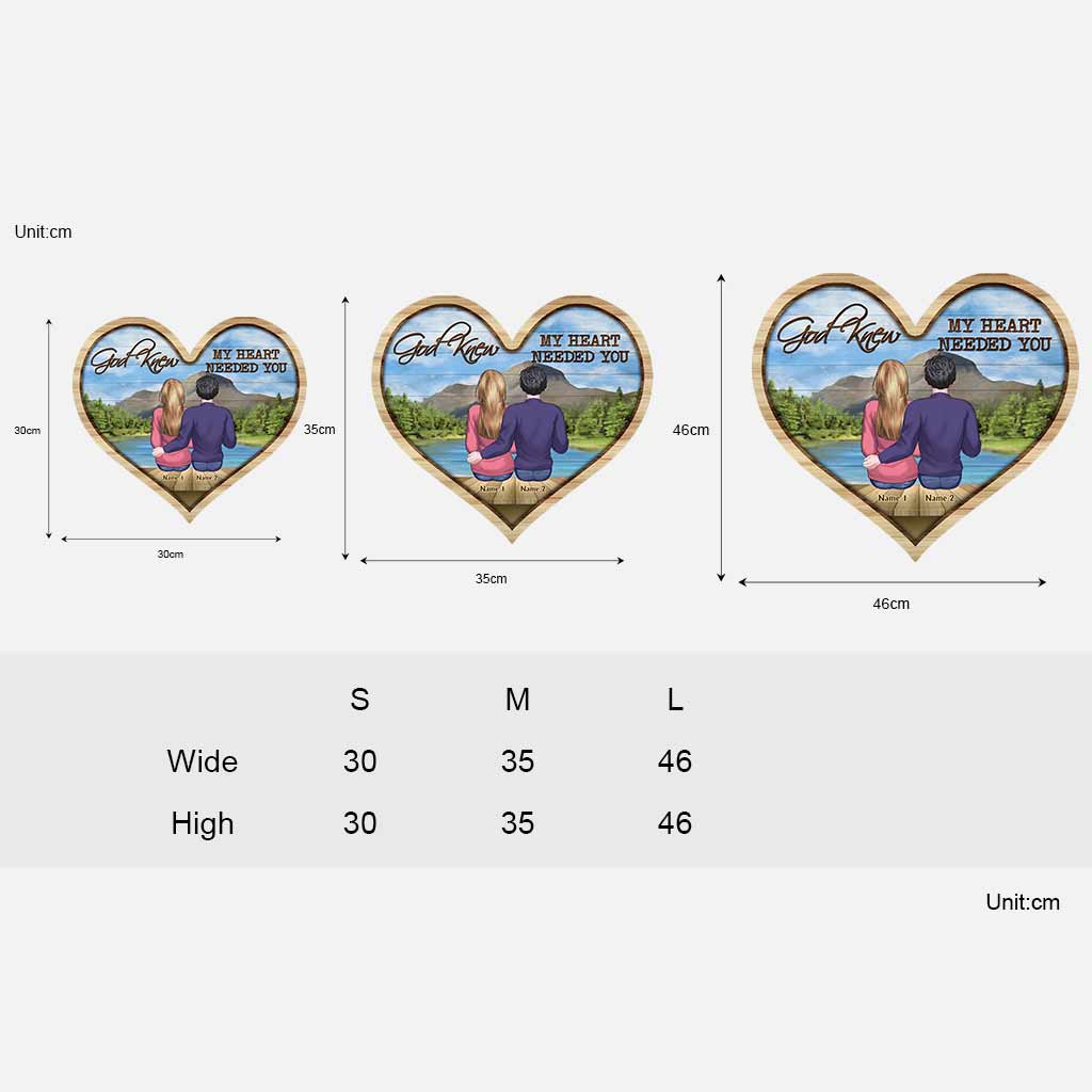 God Knew My Heart Needed You - Personalized Couple Wood Sign