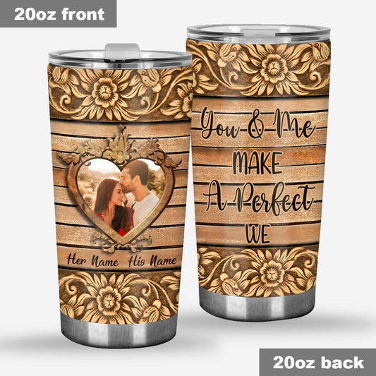 You & Me Make A Perfect We - Personalized Couple Tumbler With 3D Pattern Print