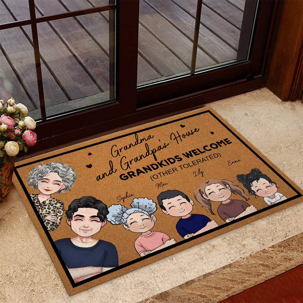 Grandkids Welcome - Gift for grandma, grandpa - Personalized Doormat