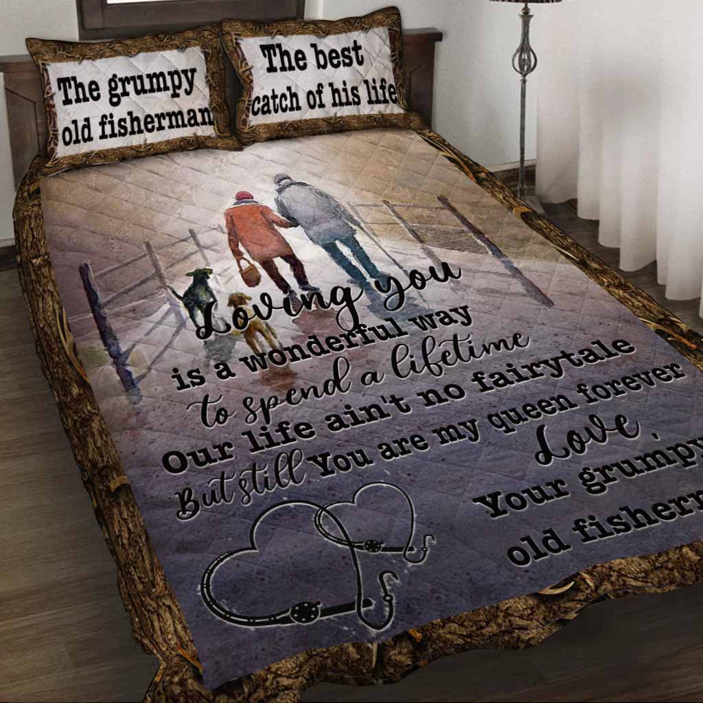 Loving You Is Wonderful - Fishing Quilt Bed Set
