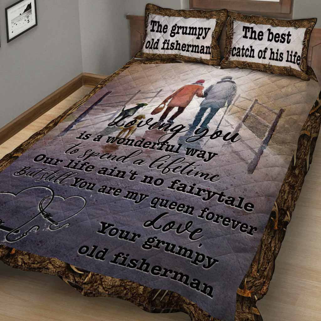 Loving You Is Wonderful - Fishing Quilt Bed Set
