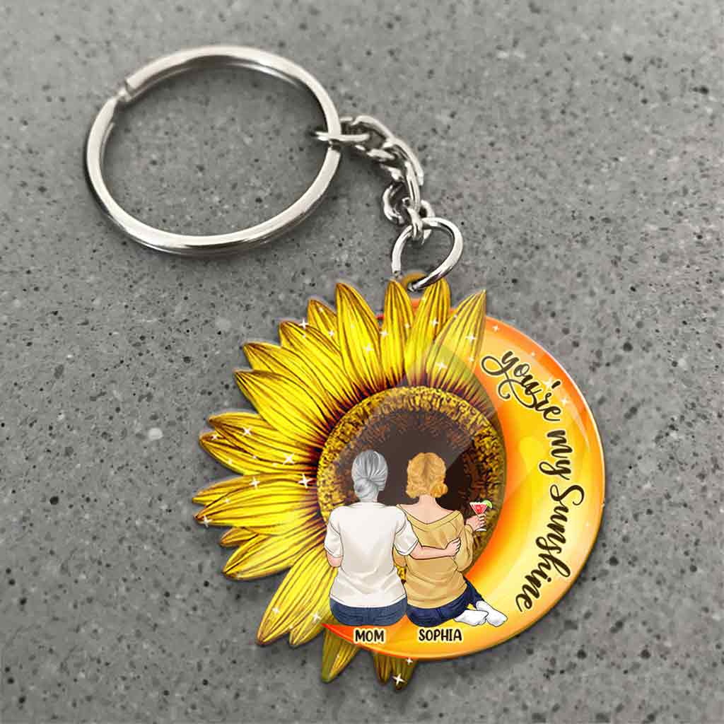 You're My Sunshine - Personalized Mother's Day Mother Keychain (Printed On Both Sides)