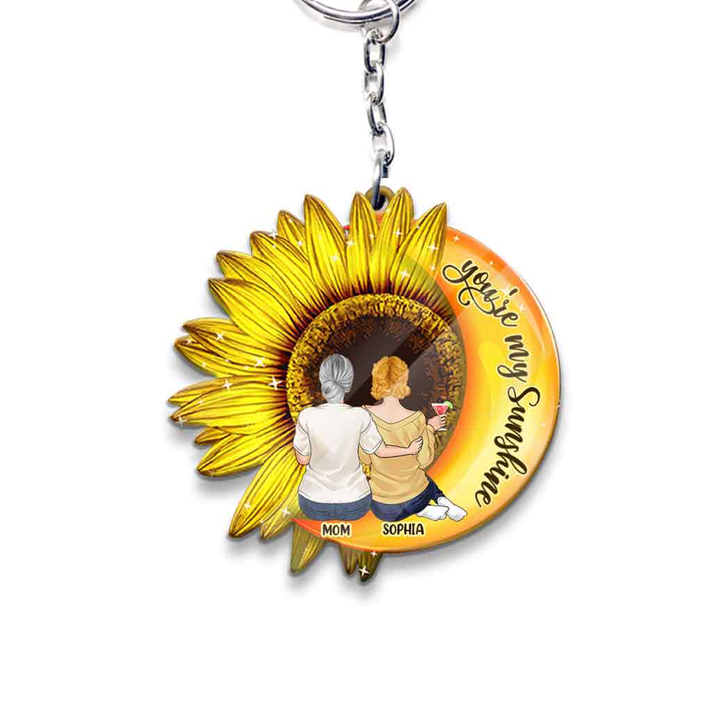You're My Sunshine - Personalized Mother's Day Mother Keychain (Printed On Both Sides)