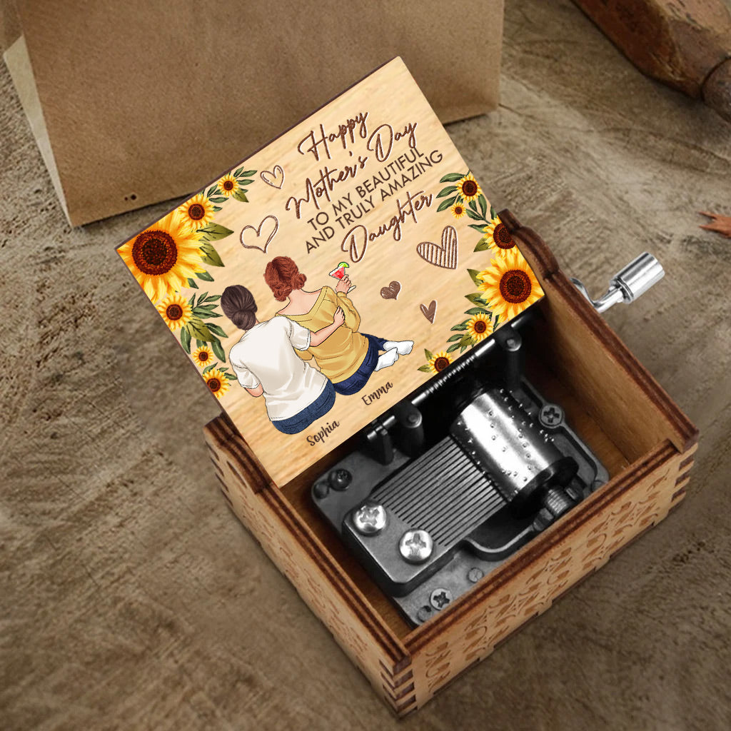 To My Beautiful And Truly Amazing - Personalized Mother's Day Mother Hand Crank Music Box