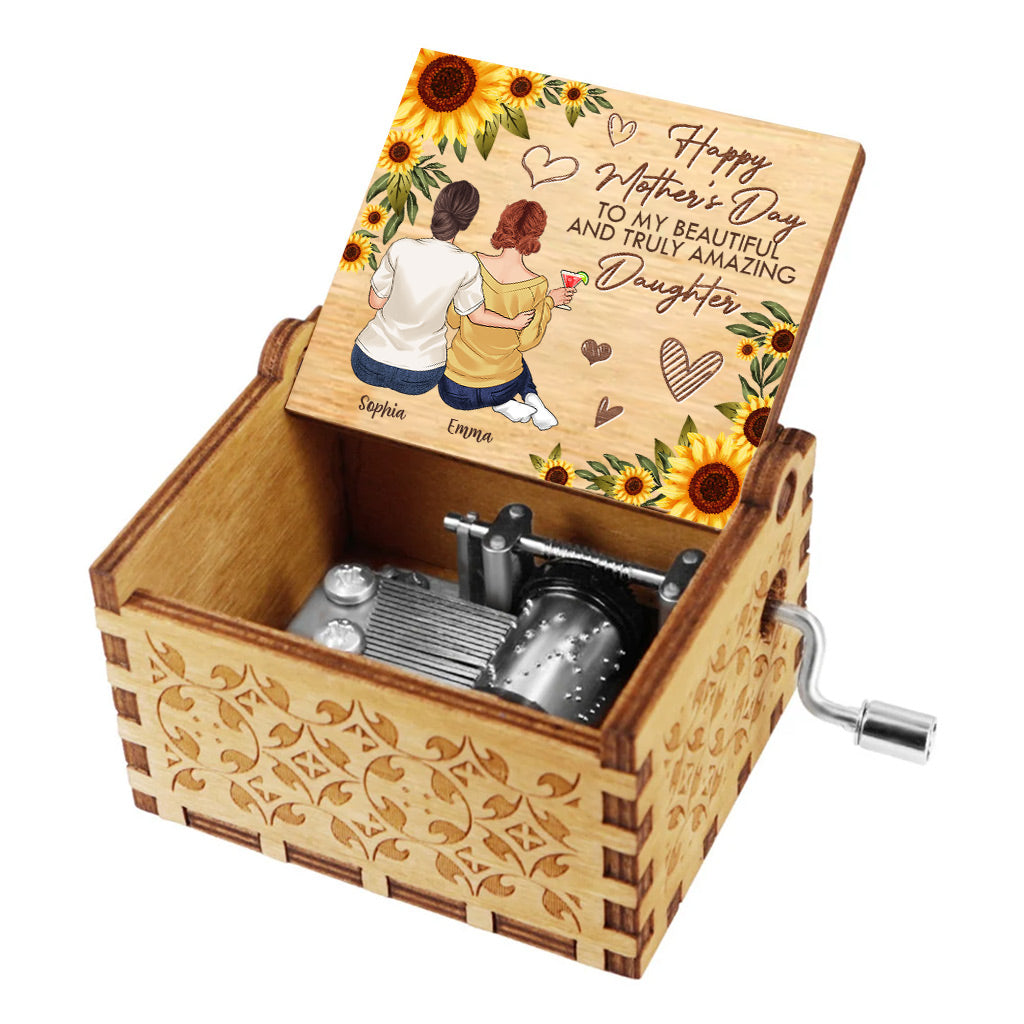 To My Beautiful And Truly Amazing - Personalized Mother's Day Mother Hand Crank Music Box