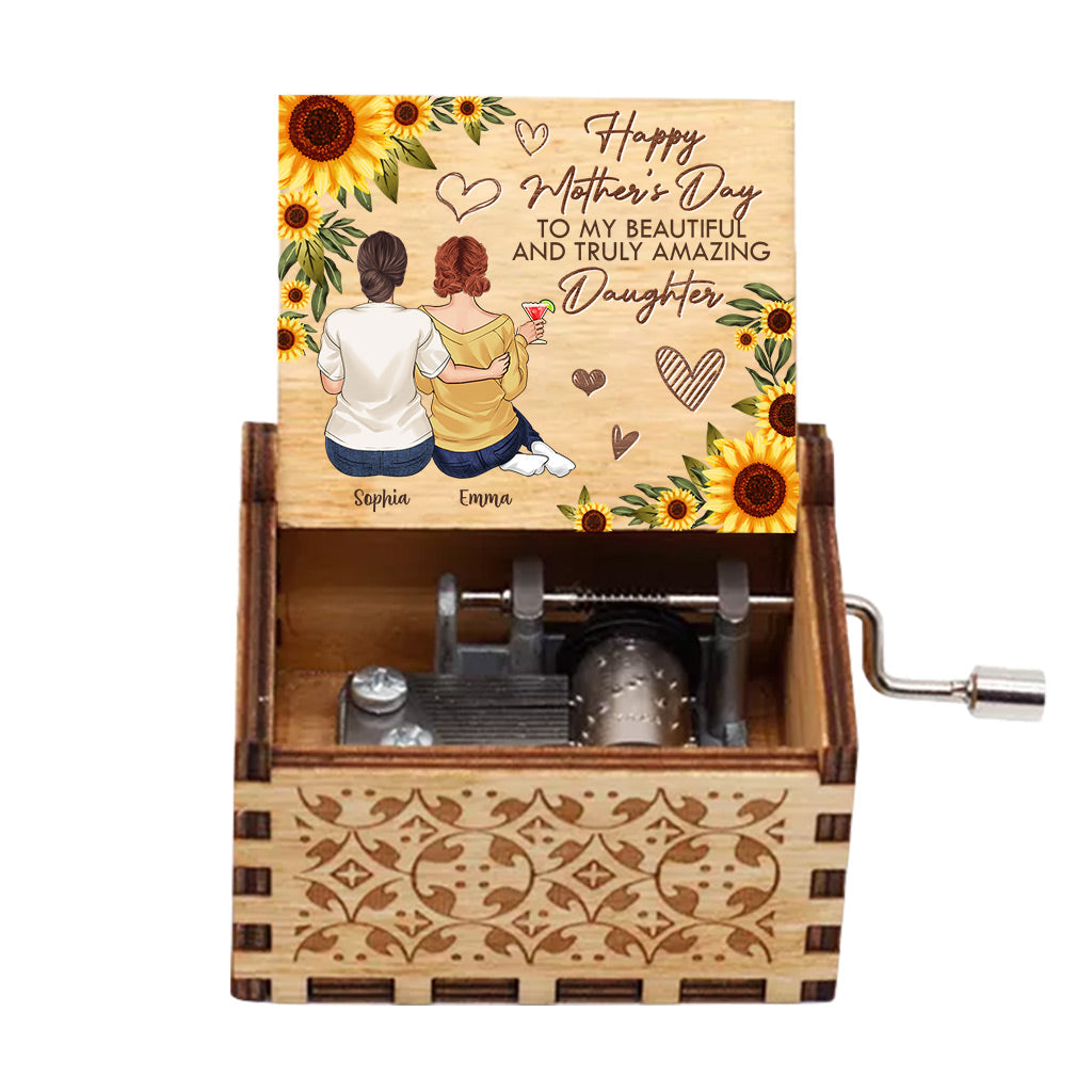 To My Beautiful And Truly Amazing - Personalized Mother's Day Mother Hand Crank Music Box