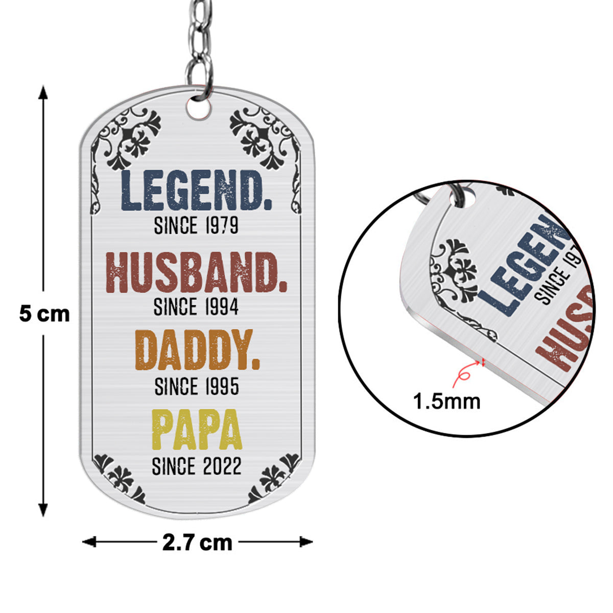 Legend - Personalized Grandpa Stainless Steel Keychain