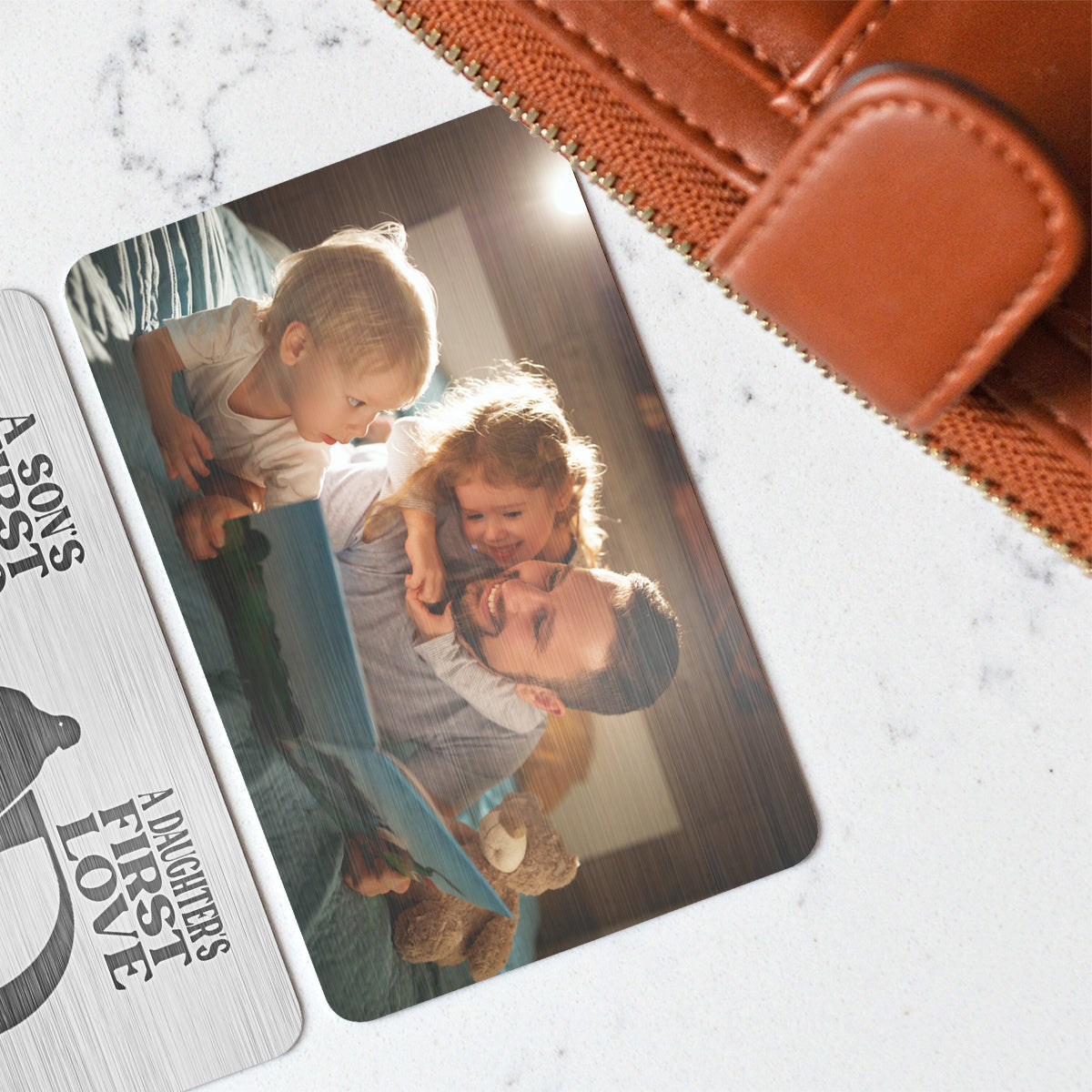 A Sons First Hero A Daughters First Love - Personalized Father Wallet Insert Card