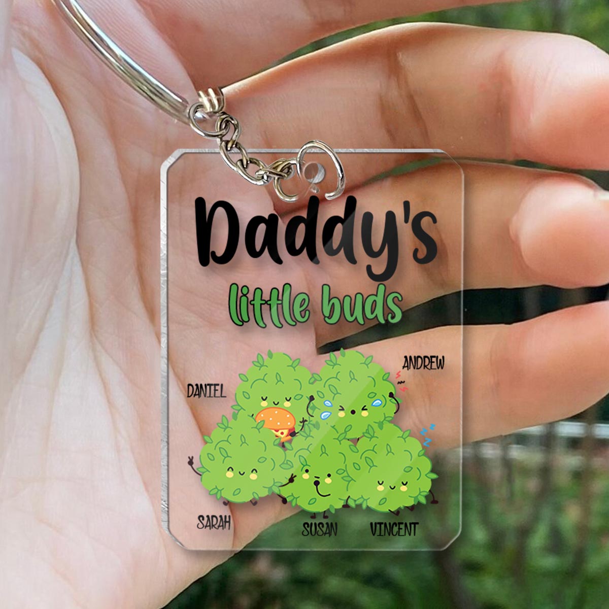 Daddy's Little Buds - Personalized Weed Transparent Keychain