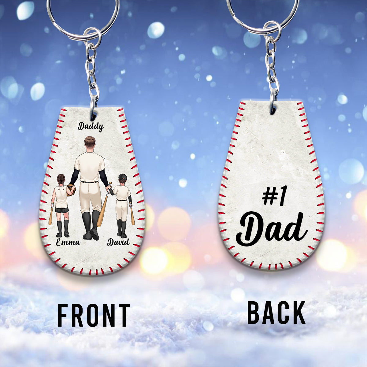 #1 Baseball Dad - Baseball gift for dad, grandpa - Personalized Keychain