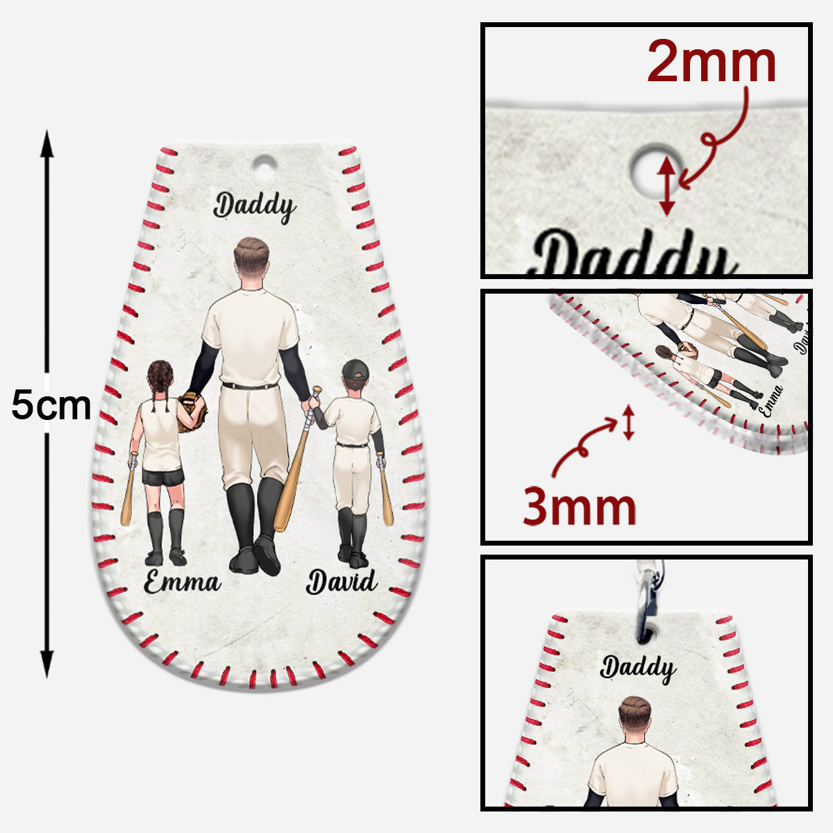 #1 Baseball Dad - Baseball gift for dad, grandpa - Personalized Keychain