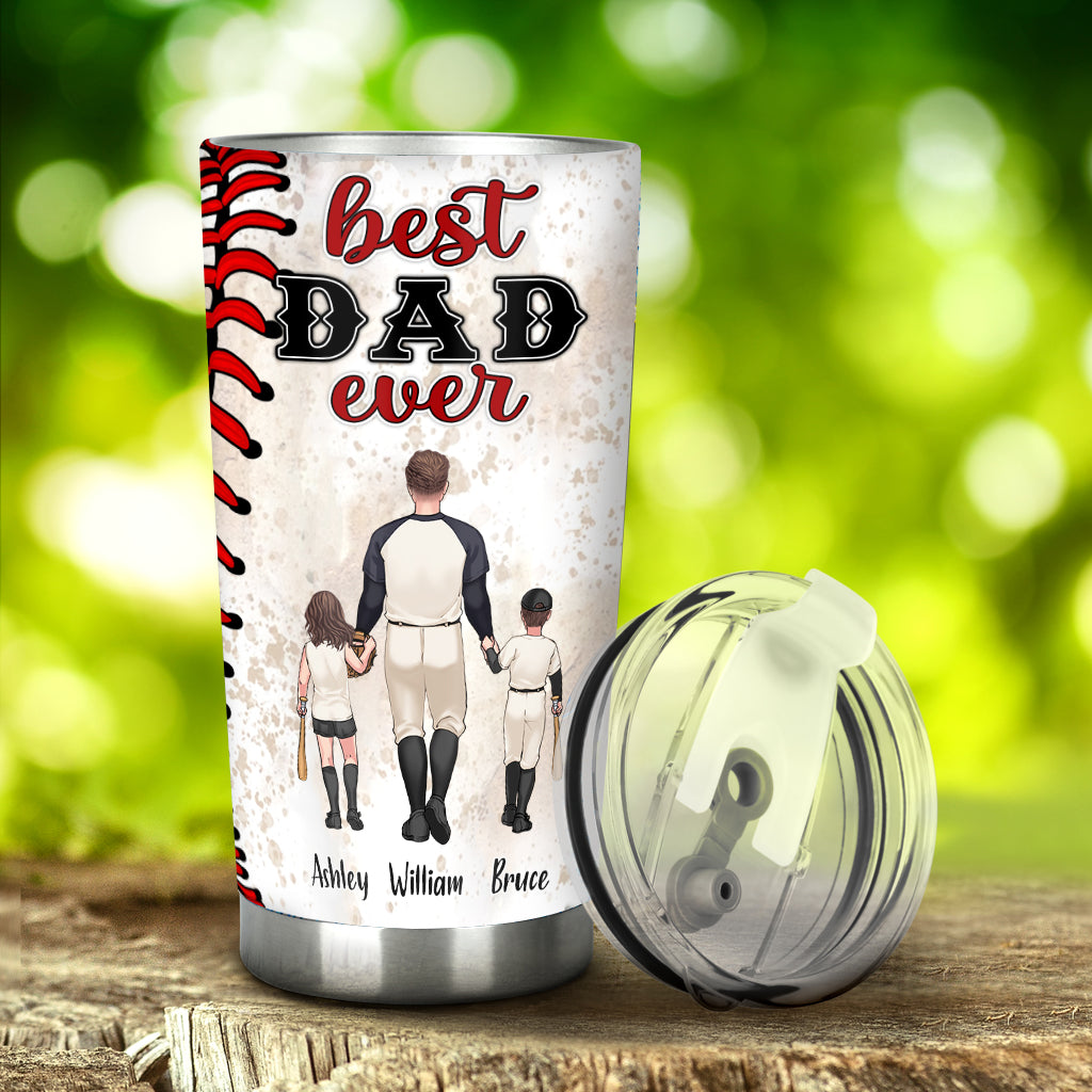Best Dad Ever Baseball Dad - Personalized Baseball Tumbler