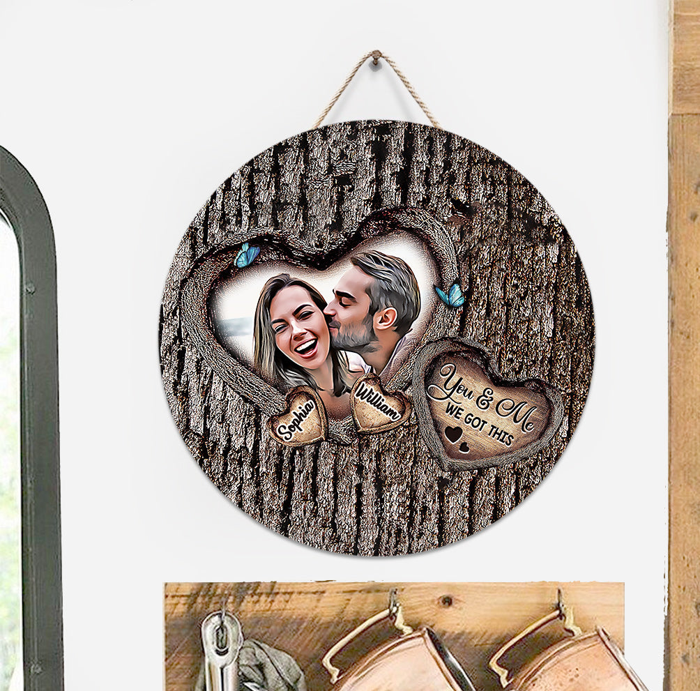 God Bless The Broken Road - Personalized Couple Round Wood Sign