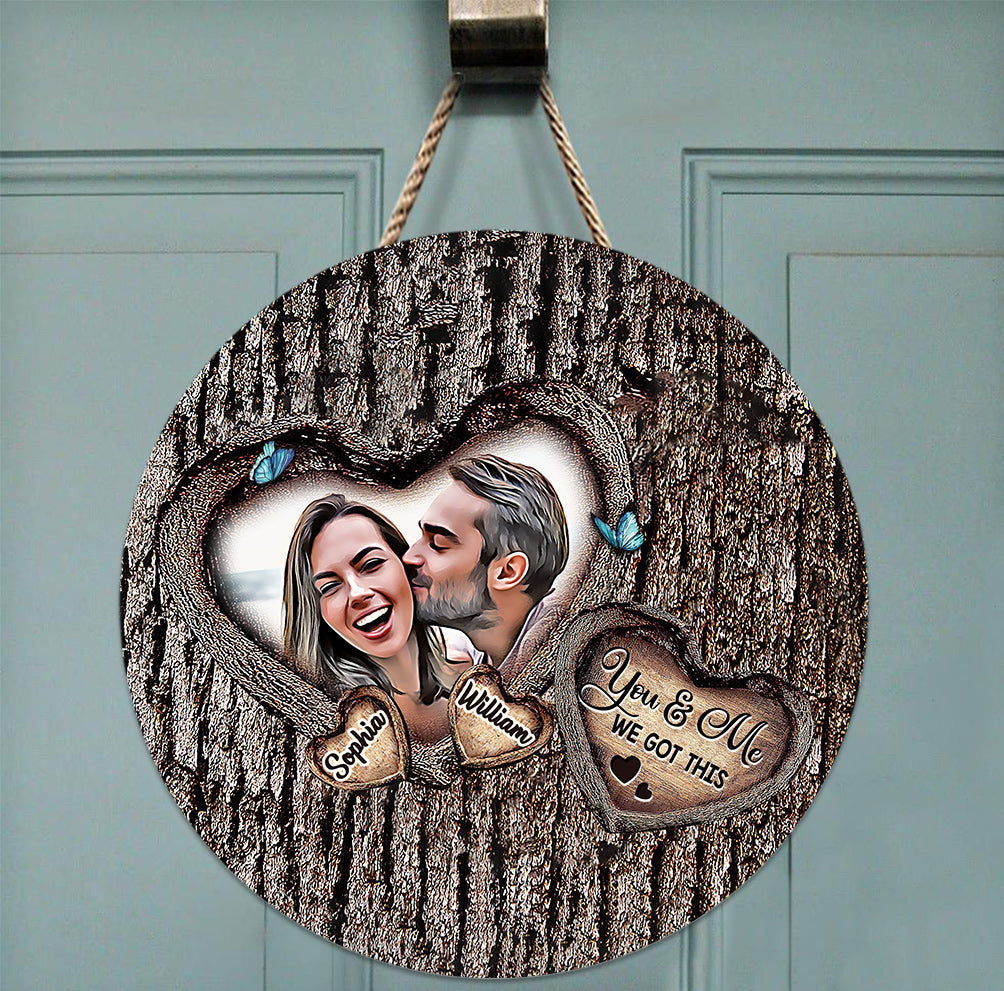 God Bless The Broken Road - Personalized Couple Round Wood Sign